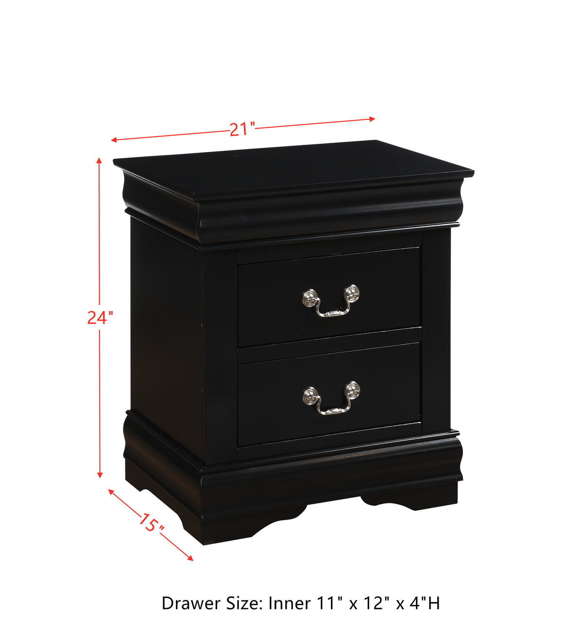 Vintage Wood Nightstand with Drawers B543172